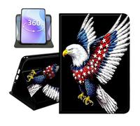 JANENFNA Slim Folio Case Compatible with Samsung Galaxy Tab A 8.0" 2019, SM-T290/T295, PU Leather 360 Rotating Stand Cover, Auto Sleep/Wake, TPU Bumper, Star - Winged Eagle