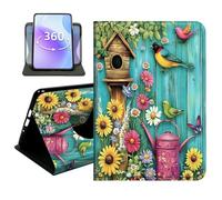 JANENFNA Slim Folio Case Compatible with Samsung Galaxy Tab A7 10.4" 2020/2022, PU Leather 360 Rotating Stand Cover, Auto Sleep/Wake, TPU Bumper, Garden Birds