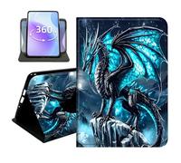 JANENFNA Slim Folio Case Compatible with Samsung Galaxy Tab A9 Plus/A11 Plus 11", 2023/2024/2026, PU Leather 360 Rotating Stand Cover, Auto Sleep/Wake, TPU Bumper, Blue Dragon a