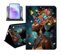 JANENFNA Slim Folio Case Compatible with Samsung Galaxy Tab A9 Plus/A11 Plus 11", 2023/2024/2026, PU Leather 360 Rotating Stand Cover, Auto Sleep/Wake, TPU Bumper, Flower Crown Woman