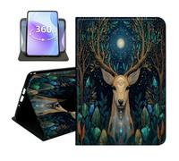 JANENFNA Slim Folio Case Compatible with Samsung Galaxy Tab S11 Ultra 14.6" 2025, SM-X930/X936, PU Leather 360 Rotating Stand Cover, Auto Sleep/Wake, TPU Bumper, Mystical Deer Crystal