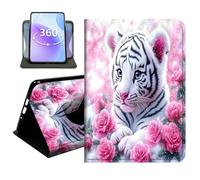 JANENFNA Slim Folio Case Compatible with Samsung Galaxy Tab S11 Ultra 14.6" 2025, SM-X930/X936, PU Leather 360 Rotating Stand Cover, Auto Sleep/Wake, TPU Bumper, Pink Tiger