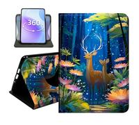 JANENFNA Slim Folio Case Compatible with Samsung Galaxy Tab S11 Ultra 14.6" 2025, SM-X930/X936, PU Leather 360 Rotating Stand Cover, Auto Sleep/Wake, TPU Bumper, Fantasy Forest Deer