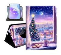 JANENFNA Slim Folio Case Compatible with Samsung Galaxy Tab S5e 10.5" 2019, SM-T720/T725, PU Leather 360 Rotating Stand Cover, Protective TPU Bumper, Slim Tablet Cover, Christmas Window View