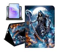 JANENFNA Slim Folio Case Compatible with Samsung Galaxy Tab S9 Plus/S9 FE Plus/S10 Plus 12.4", 360 Rotating Stand Cover, Auto Sleep/Wake, Reaper in Moonlight