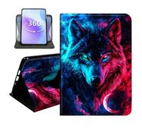 JANENFNA Slim Folio Case for Amazon Fire HD 10 10.1" 2015/2017/2019, 360 Rotating Stand Cover, Auto Sleep/Wake, PU Leather Cover with TPU Bumper, Cute Wolf Head