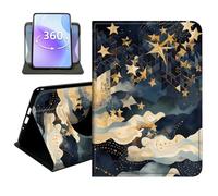 JANENFNA Slim Folio Case for Amazon Fire HD 8 8" 2016/2017/2018, 360 Rotating Stand Cover, Auto Sleep/Wake, PU Leather Cover with TPU Bumper, Stars and Clouds