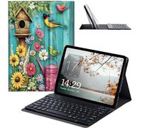 JANENFNA Tablet Case with Keyboard for iPad 10.9 Inch iPad Air 5th/4th Generation Case 2022/2020, Slim Detachable Wireless Bluetooth Keyboard Case for iPad Pro 11 Inch -Garden Birds