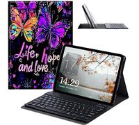 JANENFNA Tablet Case with Keyboard for iPad 10.9 Inch iPad Air 5th/4th Generation Case 2022/2020, Slim Detachable Wireless Bluetooth Keyboard Case for iPad Pro 11 Inch -Butterfly Life Hope Love
