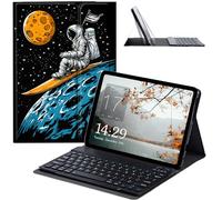 JANENFNA Tablet Case with Keyboard for iPad 10.9 Inch iPad Air 5th/4th Generation Case 2022/2020, Slim Detachable Wireless Bluetooth Keyboard Case for iPad Pro 11 Inch -Astronaut Surfing Moon