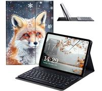 JANENFNA Tablet Case with Keyboard for iPad 10.9 Inch iPad Air 5th/4th Generation Case 2022/2020, Slim Detachable Wireless Bluetooth Keyboard Case for iPad Pro 11 Inch -Snowy Fox