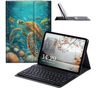 JANENFNA Tablet Case with Keyboard for iPad 10.9 Inch iPad Air 5th/4th Generation Case 2022/2020, Slim Detachable Wireless Bluetooth Keyboard Case for iPad Pro 11 Inch -Sea Turtle and Fish