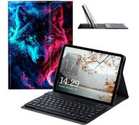 JANENFNA Tablet Case with Keyboard for iPad 10.9 Inch iPad Air 5th/4th Generation Case 2022/2020, Slim Detachable Wireless Bluetooth Keyboard Case for iPad Pro 11 Inch -Cute Wolf Head