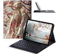 JANENFNA Tablet Case with Keyboard for iPad 10.9 Inch iPad Air 5th/4th Generation Case 2022/2020, Slim Detachable Wireless Bluetooth Keyboard Case for iPad Pro 11 Inch -Skeleton Cherry Robe