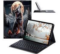 JANENFNA Tablet Case with Keyboard for iPad 10.9 Inch iPad Air 5th/4th Generation Case 2022/2020, Slim Detachable Wireless Bluetooth Keyboard Case for iPad Pro 11 Inch -Moon Wolf