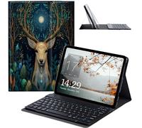 JANENFNA Tablet Case with Keyboard for iPad 10.9 Inch iPad Air 5th/4th Generation Case 2022/2020, Slim Detachable Wireless Bluetooth Keyboard Case for iPad Pro 11 Inch -Mystical Deer Crystal