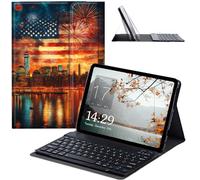 JANENFNA Tablet Case with Keyboard for iPad 10.9 Inch iPad Air 5th/4th Generation Case 2022/2020, Slim Detachable Wireless Bluetooth Keyboard Case for iPad Pro 11 Inch -USA Flag Fireworks
