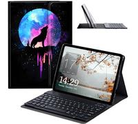 JANENFNA Tablet Case with Keyboard for iPad 10.9 Inch iPad Air 5th/4th Generation Case 2022/2020, Slim Detachable Wireless Bluetooth Keyboard Case for iPad Pro 11 Inch -Cute Wolf