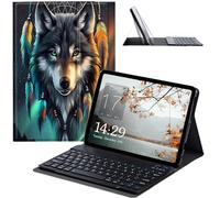 JANENFNA Tablet Case with Keyboard for iPad 10.9 Inch iPad Air 5th/4th Generation Case 2022/2020, Slim Detachable Wireless Bluetooth Keyboard Case for iPad Pro 11 Inch -Dreamcatcher Wolf