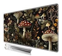 JANENFNA TCG Card Playmat 24" x 14" with Storage Bags for MTG Game Play Mats, Premium Stitched Non-Slip Rubber Tabletop Magic Play Mats Desk Duel Card Breaking Mats, Vintage Mushroom