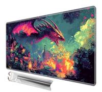 JANENFNA TCG Card Playmat 24" x 14" with Storage Bags for MTG Game Play Mats, Premium Stitched Non-Slip Rubber Tabletop Magic Play Mats Desk Duel Card Breaking Mats, Pixel Style Dragon War