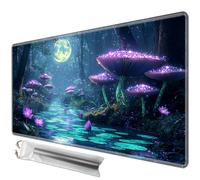 JANENFNA TCG Card Playmat 24" x 14" with Storage Bags for MTG Game Play Mats, Premium Stitched Non-Slip Rubber Tabletop Magic Play Mats Desk Duel Card Breaking Mats, Enchanting Mushroom Forest