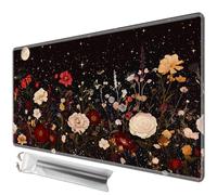 JANENFNA TCG Card Playmat 24" x 14" with Storage Bags for MTG Game Play Mats, Premium Stitched Non-Slip Rubber Tabletop Magic Play Mats Desk Duel Card Breaking Mats, Moon Night Flower Floral
