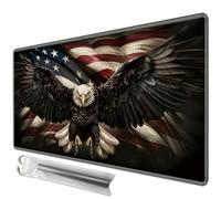 JANENFNA TCG Playmat 24 x 14 inches with Free Storage Bags Mousepad Compatible for MTG Trading Card Game Play Mats Smooth Rubber Surface Board Game Mat for Cards, Eagle Spread Wings American Flag