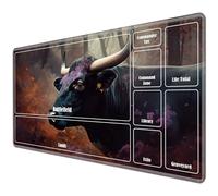 JANENFNA TCG Playmat with Card Zones 24 x 14 inches Mousepad Compatible for MTG Trading Card Game Play Mats Smooth Rubber Surface Magic The Gathering Play Mat, Black Cow