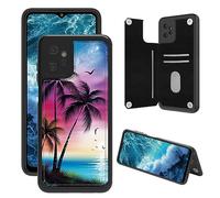 JANENFNA Wallet Case for Moto G Power 5G 2023 with Card Holder, Flip Folio RFID Blocking Kickstand Case, Double Magnetic Clasp Cover for Motorola G Power 5G 2023, Beach Palm Trees
