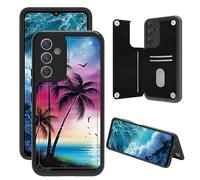 JANENFNA Wallet Case for Samsung Galaxy A54 5G with Card Holder, Flip Folio RFID Blocking PU Leather Kickstand Case, Double Magnetic Clasp Cover for Galaxy A54 5G 6.4", Beach Palm Trees