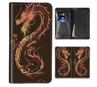 JANENFNA Women's Wallet Leather Ladies Wallet with RFID Blocking Phone Purse & Credit Card Holder, Cell Phone Purse for Women, Teenage Girls Cellphone Bag, Fire Dragon, Large-7.76"×4.33", Modern