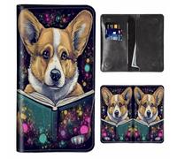 JANENFNA Women's Wallet Leather Ladies Wallet with RFID Blocking Phone Purse & Credit Card Holder, Cell Phone Purse for Women, Teenage Girls Cellphone Bag, Reading Dog, Large-7.76"×4.33", Modern