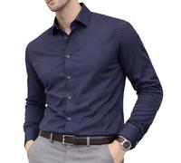 JANEO BRITISH APPAREL Nos Tibi Serviat UK Co Mens Dress Shirt Regular Shaped Comfort Fit Allows Movement Formal Office Smart Attire Cotton Rich with Elastane Minimal Iron Crease Free. Slate Blue,M