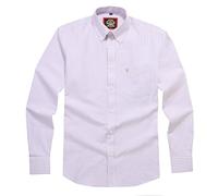 JANEO BRITISH APPAREL Nos Tibi Serviat UK Co Mens Long Sleeve Stripe Oxford Shirt, The Kensington Button Down Collar & Pocket, 9 Colours, Authentic Oxford Fabric. Calm Me Lavender, 3XL