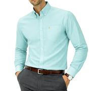 Janeo Men's Plain Oxford Button Down Shirt, Formal Style - Paris Mint, XXL