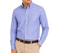 Janeo Mens Striped Oxford Shirt, Formal or Casual (Denim Bold Stripe, XXL)
