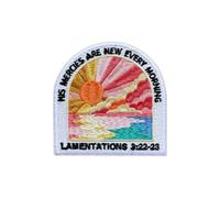 JANEST His Mercies are New Every Morning Sunrise Size 3" Iron On Patch | His Mercies Are New Every Morning patch, bible iron on patch, Embroidery patches for jackets backpacks jeans, christian patch
