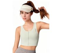 JANEST zipper chest binder,Latex-Containing binder trans, ftm transgender binder bra for women,Non-marking and breathable, Mint Green, Large