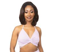 Janet Collection Remy Illusion Easy N Swift AGRA Half Wig Human Hair feel Prime Unimix - Deep & Wide Comb Straight Chic Medium Length (COLOR #1B)