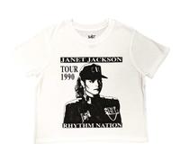 Janet Jackson Women's Rhythm Nation Crop Top in White | Size: Small Janet Jackson White S