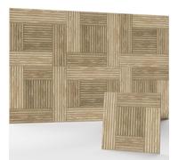 JaneTech 6 Pack Wood Acoustic Panels, Decorative Acoustic Wall Panels Sound Absorbing with Nano Glue for Recording Studio, Home Office, Conference Room, Hearth Block, 23.62x23.62 Inches