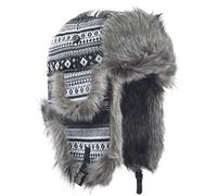 Janey&Rubbins Russian Hat Fur Soviet Ushanka Cossack Winter Cap Earflap Snow Ski Headwear, Silver/Knitted, L