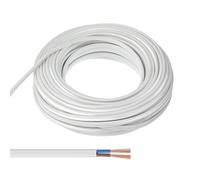 JaneYi 10 Meter White Wire 2 Core Electrical PVC Flexible Cable 0.75mm² 5A Copper Core Flat Flex Cuttable Extension for Low-Power Household Appliances