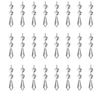 JaneYi 24 Pack 37mm Icicle Prism Crystal Pendant Clear Crystal Glass Chandelier Ice Drops Sun Catcher Hanging Pendant with Octagon Bead for Curtain Lamp Vase Garden Party Christmas Wedding Decor