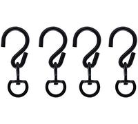 JaneYi 4 Pack Black 360°Swivel S Hook with Closed D Ring - Heavy Duty Hanging Plant Basket Hooks Easy Turn Flower Pot Metal Rotating Hanging Buckle Hook