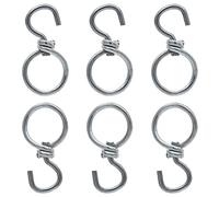 JaneYi 6 Pack Silver 360° Swivel Iron Hook with Closed Ring - Strong Hanging Plant Basket Hooks Easy Turn Flower Pot Metal Rotating Hanging Buckle Hook