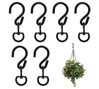 JaneYi 6 Pieces 360° Swivel S Hook Hanging Basket Heavy Duty Swivel Hooks Metal Rotating Hanging Buckle Hook Easy Turn Flower Pot for Garden Plant Basket Wind Chime Bird Feeder - Black