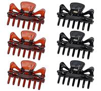 JaneYi 6 Pieces Hair Claw Clips Plastic Hair Claws Non-Slip Strong Hold Hair Jaw Clips Medium Small Hair Clasps Fashion Hair Styling Accessories for Women Girls Fine Long Short Hair - Black and Brown