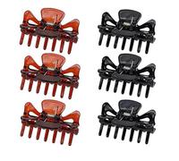 JaneYi 6 Pieces Hair Claw Clips Plastic Claws Non-Slip Strong Hold Jaw Clips Medium Small Hair Clasps Fashion Hair Styling Accessories for Women Girls Fine Short Hair - Black and Brown